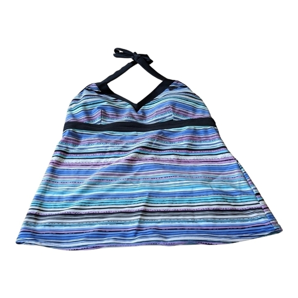 Nike Colorful Logoed Halter Striped Tankini Top Black Accents, Size 8,EUC - Picture 2 of 6